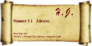 Hamerli János névjegykártya